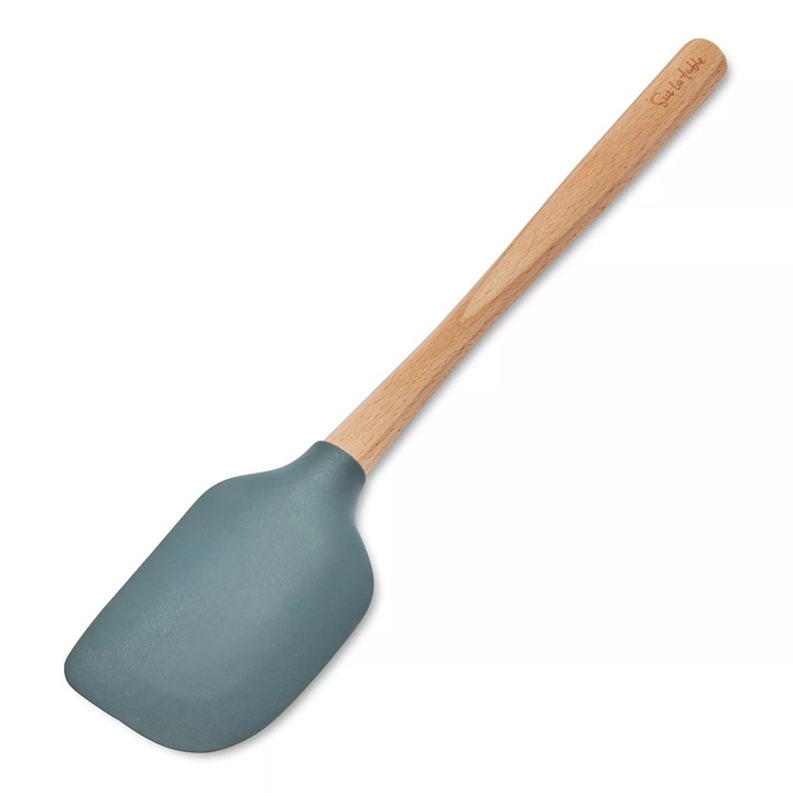 Spatula silicon cu maner lemn 28cm, multicolor