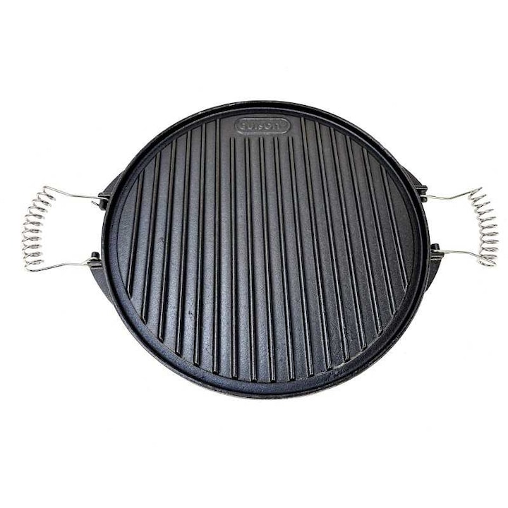 Gratar rotund din fonta emailata, 2 suprafete de gatit, 42 cm, 8 mm grosime, EV, Guison, GRC12045