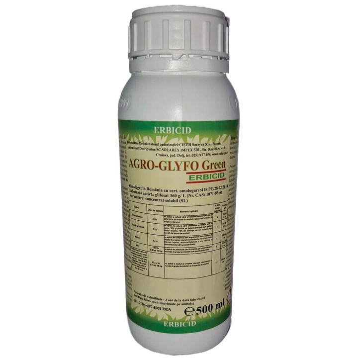 AGROGLYFO GREEN 500 ML, potrivit pentru buruieni, rezultat rapid
