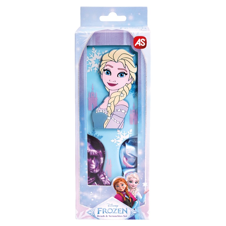 Set Perie de Par si Elastice Frozen, Model Elsa, Pentru copii, Albastru