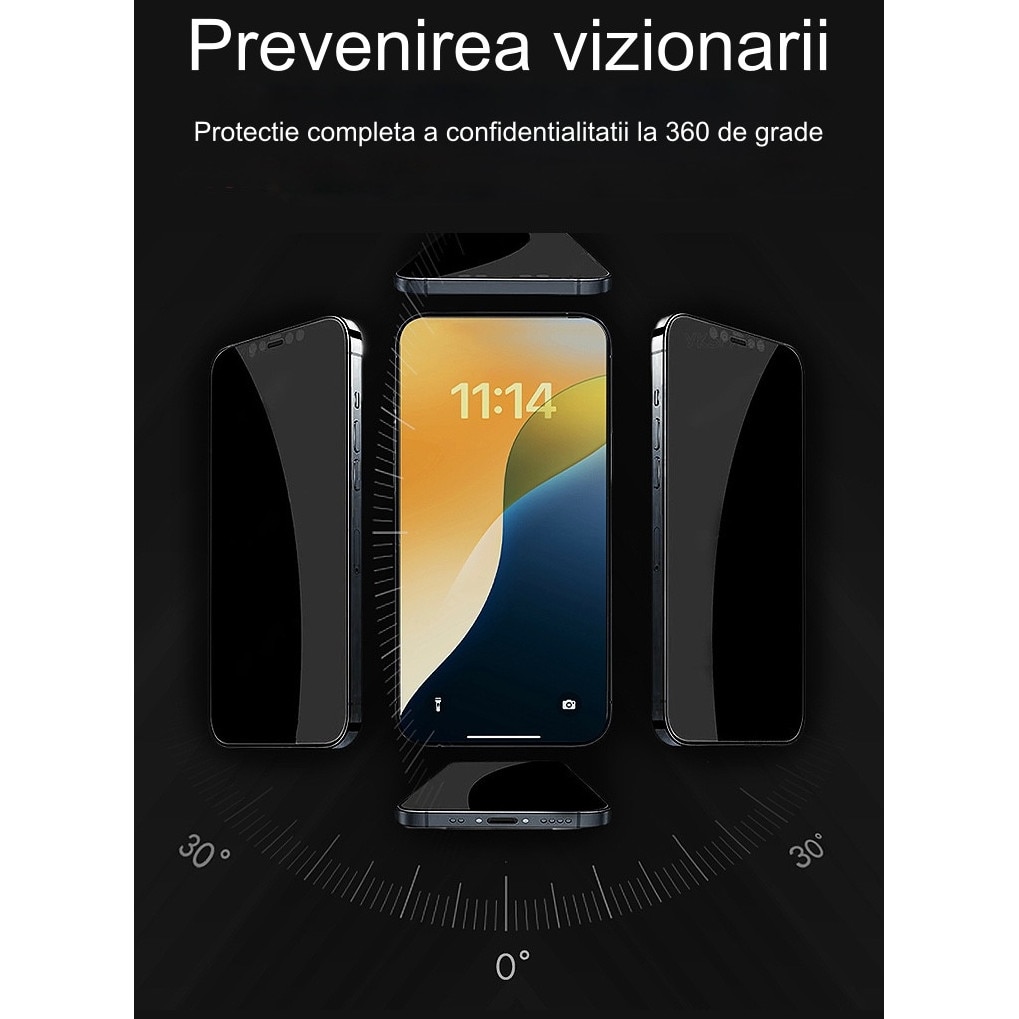 Folie Privacy 360° Anti-Spy pentru iPhone 17 Pro – cu Kit de Instalare Usoara – Protectie Completa si Confidentialitate Maxima