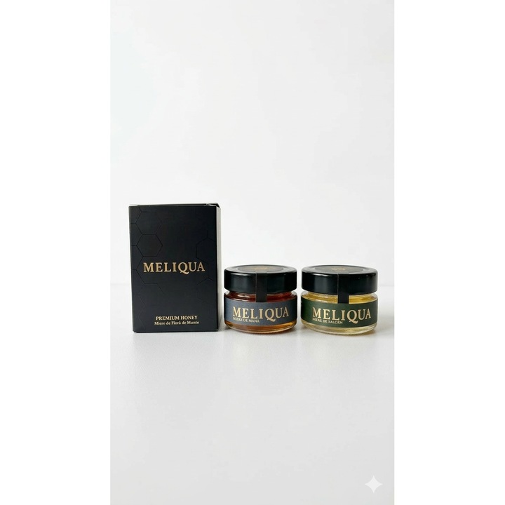 Combo Box Miere Cruda, MELIQUA, zmeura si tei, set 2x125g