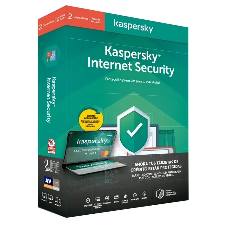 Kaspersky Internet Security 2020, antivirus pentru 2 dispozitive, 1 an, PC, Windows 11