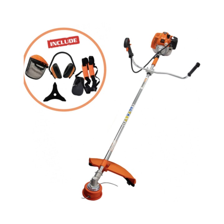 Motocoasa pe benzina, Ruris Expert, 2 timpi, 1.4 kW, 1.9 CP si accesorii, 7 kg, termic, de umar