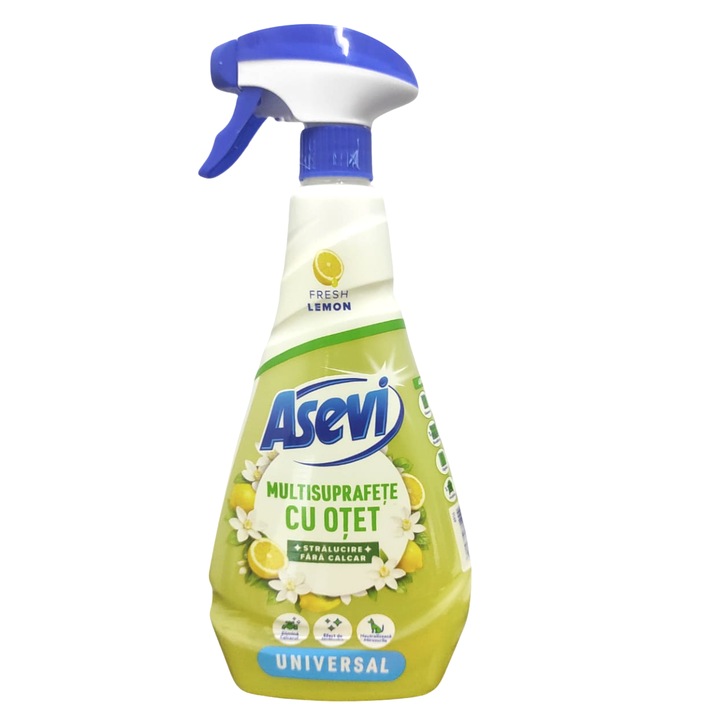 Solutie multisuprafete Asevi cu otet, Lemon, 750 ml
