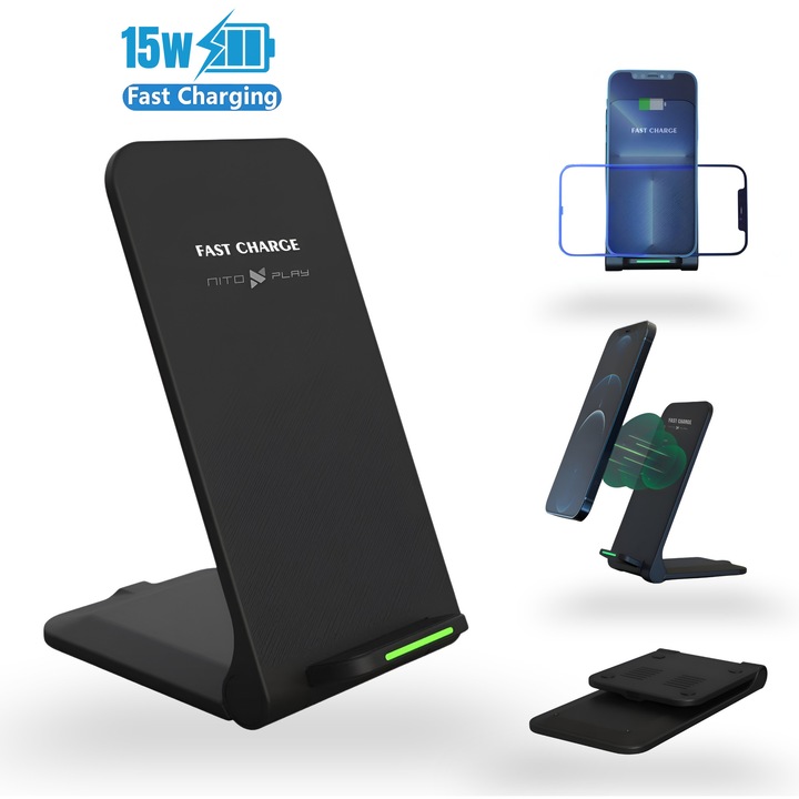 Безжично зарядно устройство NITOPLAY Z740, 15W, минималистичен дизайн, USB-C, сгъваемо