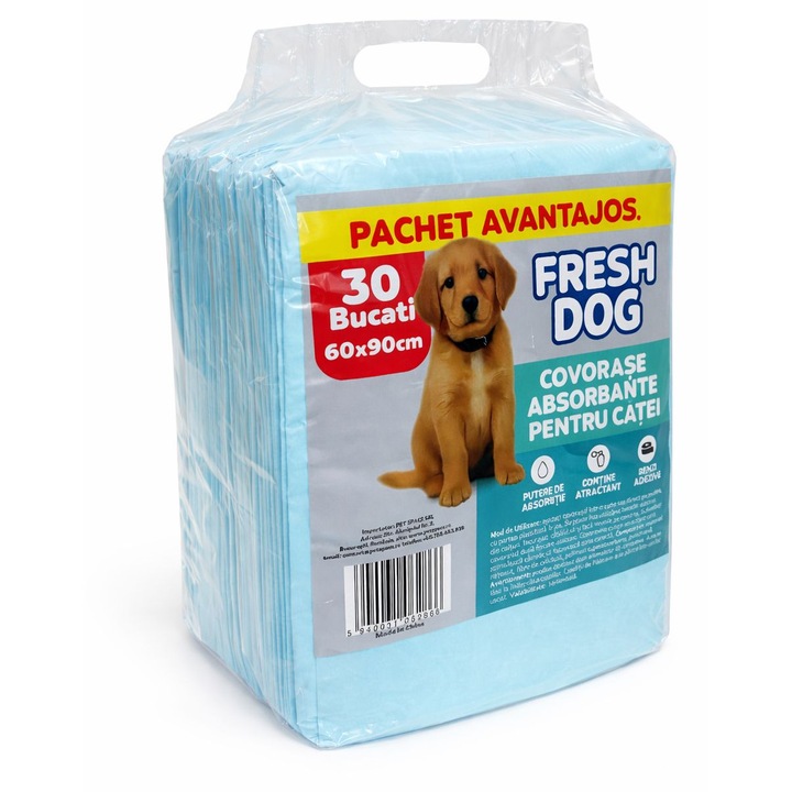 Covorase igienice pentru catei, Fresh Dog, 60x90 - 120 de buc (4 pachete x 30 buc)