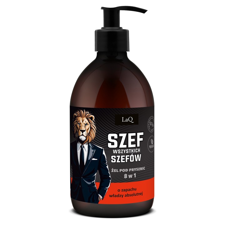 LaQ 8 az 1-ben tusfürdő férfiaknak, 500 ml, vegán, mélytisztító, hidratáló