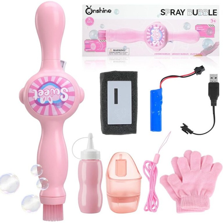 TIM Szappanbuborék Készítő Gép, Automata, Újratölthető, Rózsaszín