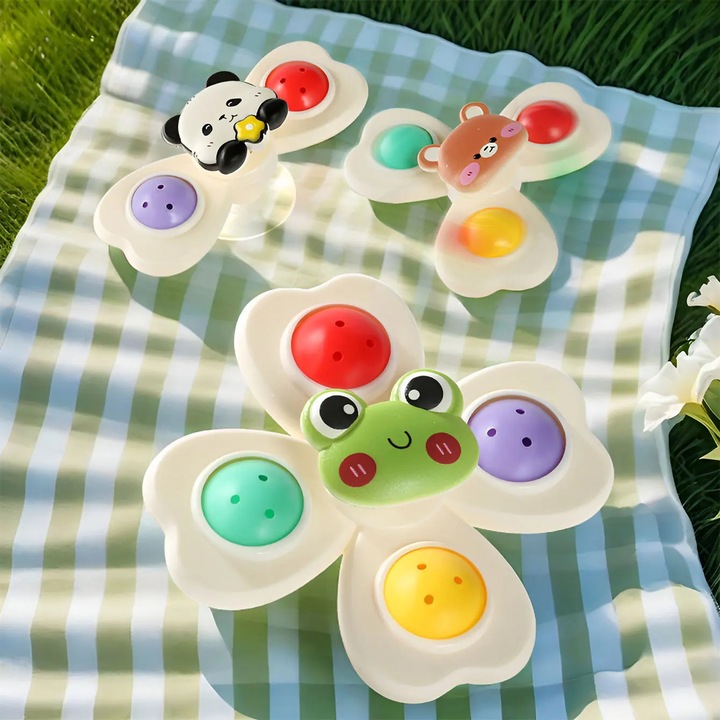 3 darab Tim interaktív tapadókorongos játék szett, változatos színekben, babáknak, ABS anyagból