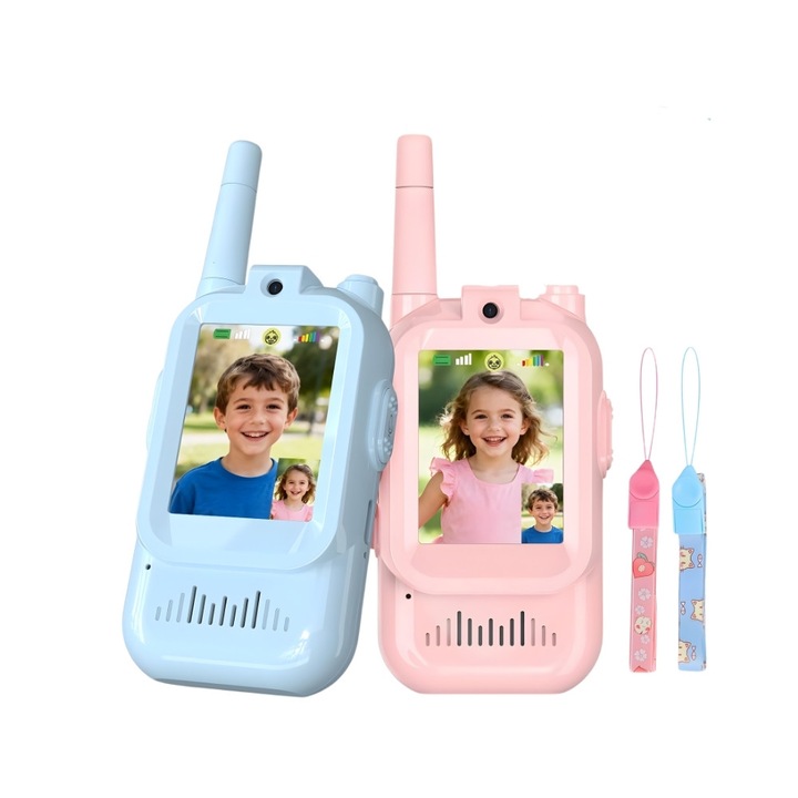 2 db FONIX JuniorVibe Connect intelligens walkie-talkie állomáskészlet, fényképezőgép, szöveges üzenetküldés, többszínű