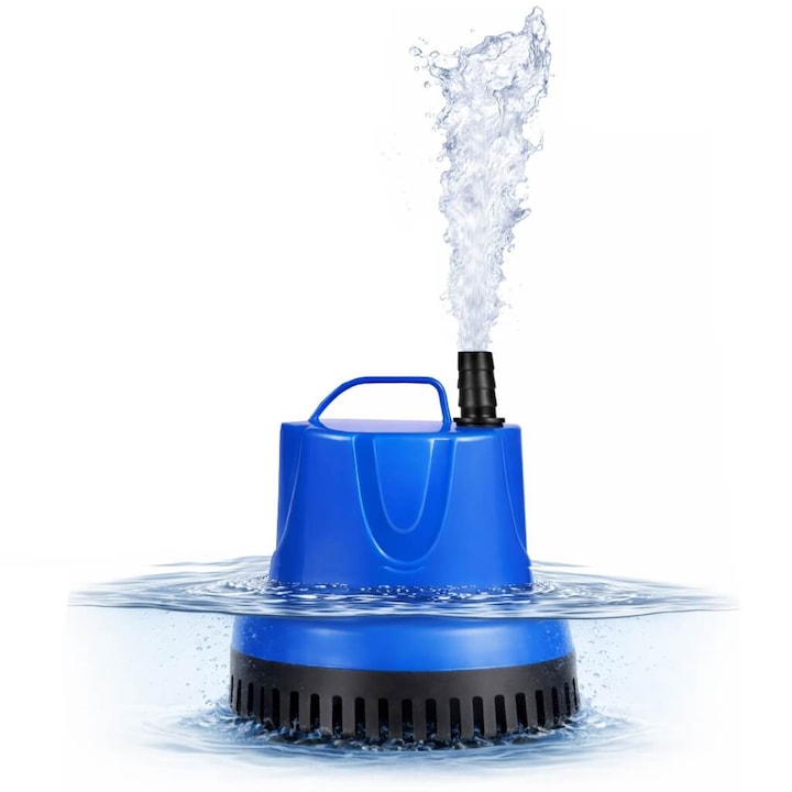 Pompa evacuare apa submersibila, 1800 l/h, H max 1.4 m, 20W, pompa de apa submersibila pentru recirculare apa, pompa submersibila mica pentru acvariu, iaz, mini fantana arteziana