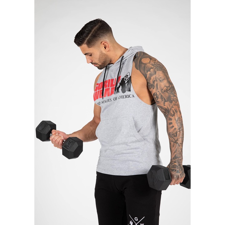 Maiou cu glugă GORILA, gri, bumbac, mărimea XL