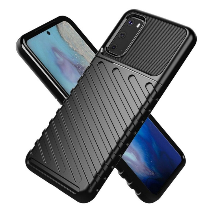 Husa Thunder, compatibila cu Samsung Galaxy S20 Fe, Carbon Shield, Negru