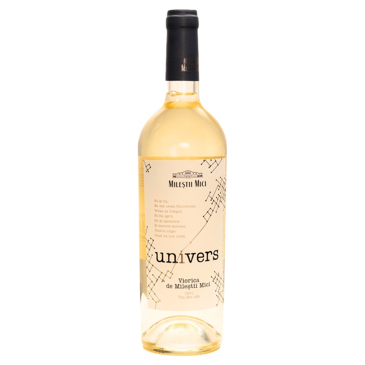 Vin alb sec Milestii Mici Viorica Univers 2025, 0.75l, galben-pai