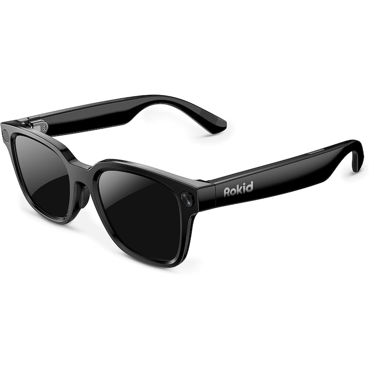 Ochelari inteligenti Rokid AI Style (2026), Gemini 3 si ChatGPT 5.2, camera 12MP, design ultra-usor, negru