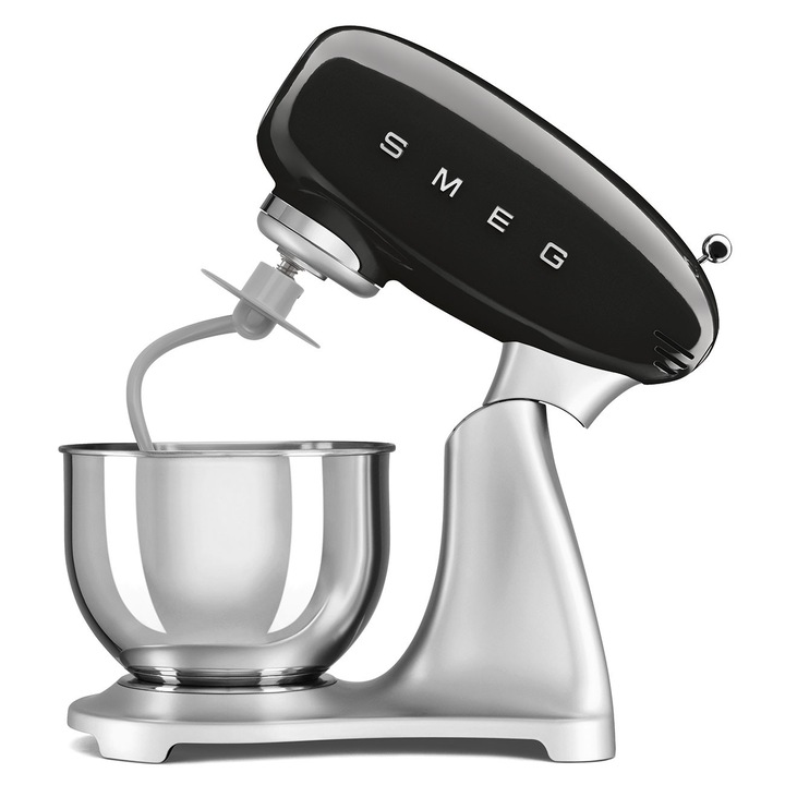 Mixer Smeg SMF04BLEU, 800 W, bol 4.8 L, 10 viteze, Negru