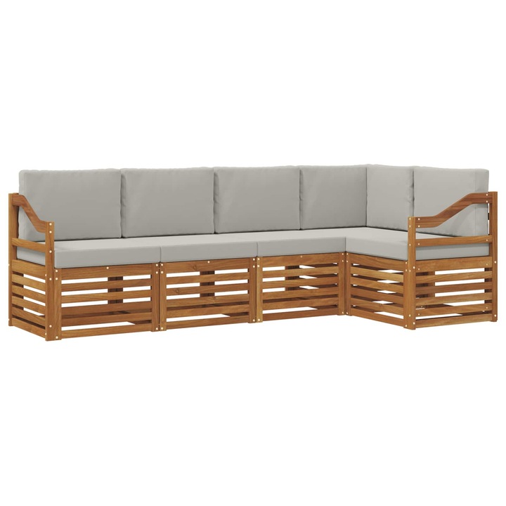 Set canapea sectionala cu perna 5 pcs vidaXL, Gri natural si deschis