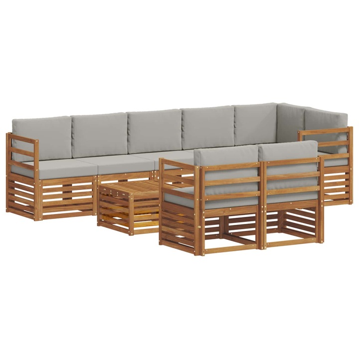 Seturi de canapele cu perna 9 pcs vidaXL, Gri natural si deschis