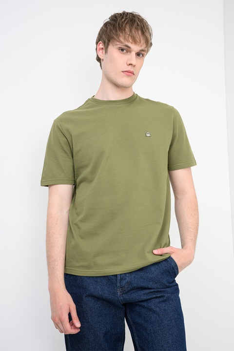 United Colors of Benetton, Tricou din bumbac organic, Kaki inchis, XL