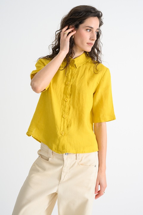 United Colors of Benetton, Lenvászon ing középhosszú ujjakkal, Sáfránysárga