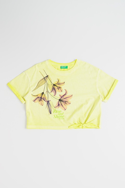 United Colors of Benetton, Mintás crop póló, Limezöld