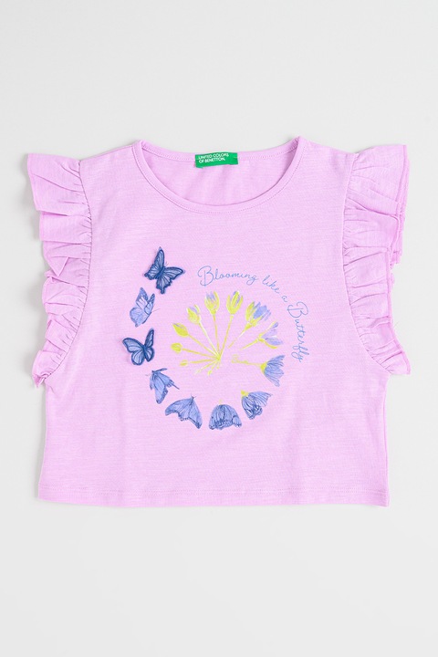 United Colors of Benetton, Mintás pamutpóló, Halványlila