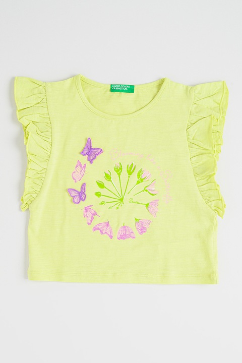 United Colors of Benetton, Mintás pamutpóló, Limezöld