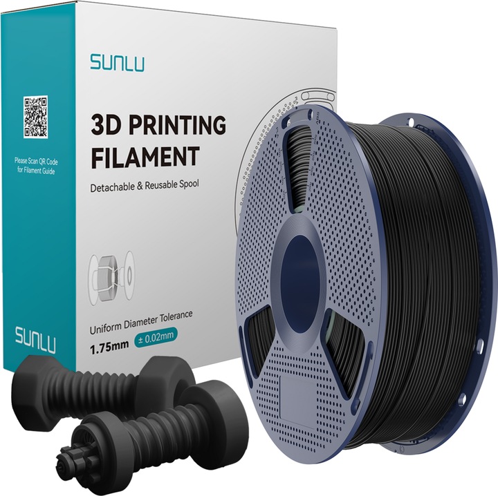 Filament SunLu ABS negru, 1.75mm, 1kg, pentru imprimanta 3D