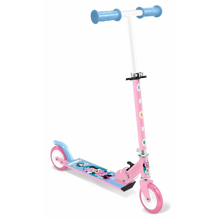 Összecsukható roller, Stamp, Minnie, ABEC 5 csapágyak, Állítható kormány, Könnyű - 3 kg, Max 50 kg, 3 év+, Rózsaszín
