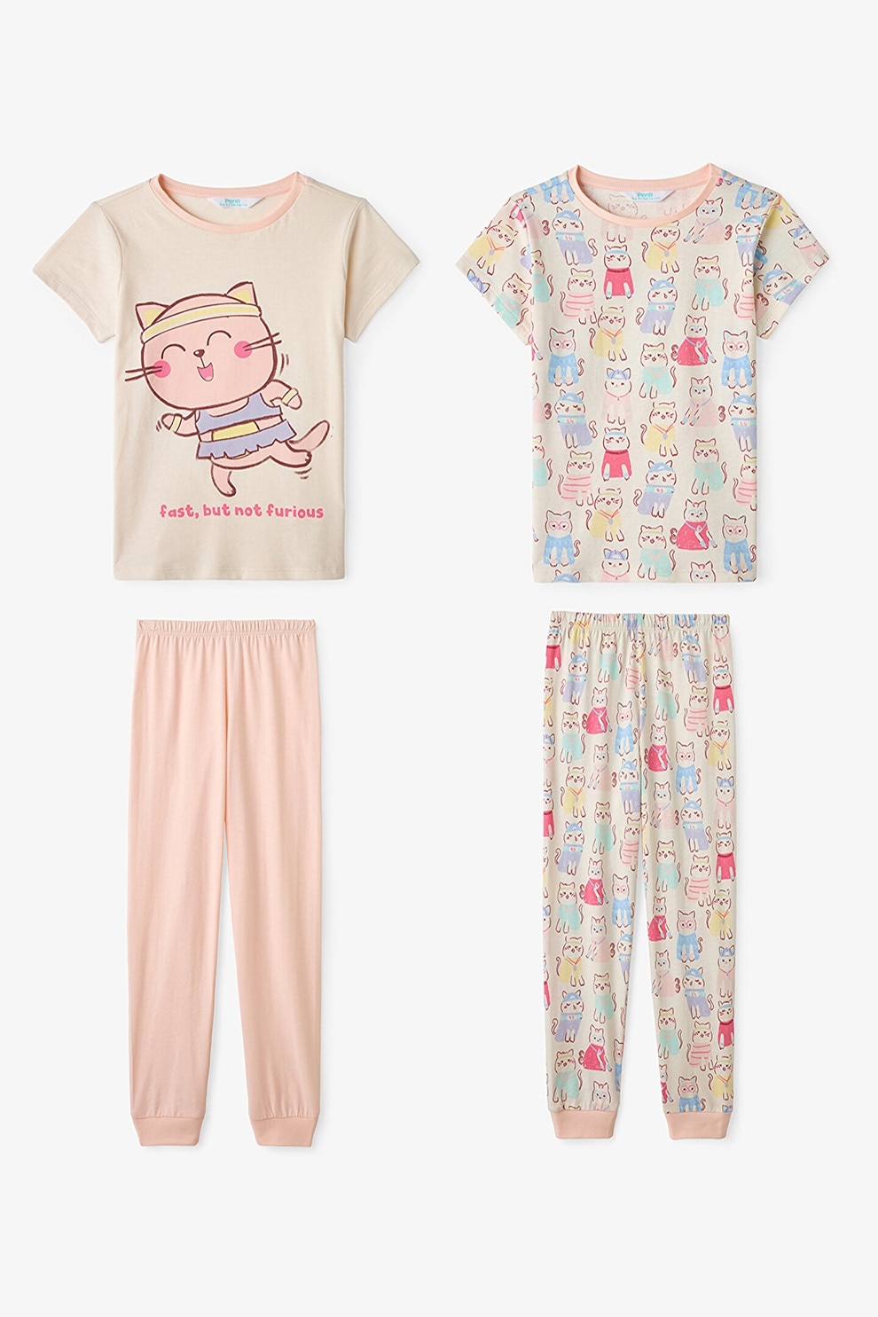 Penti, Set de pijamale regular fit cu imprimeu grafic - 4 piese