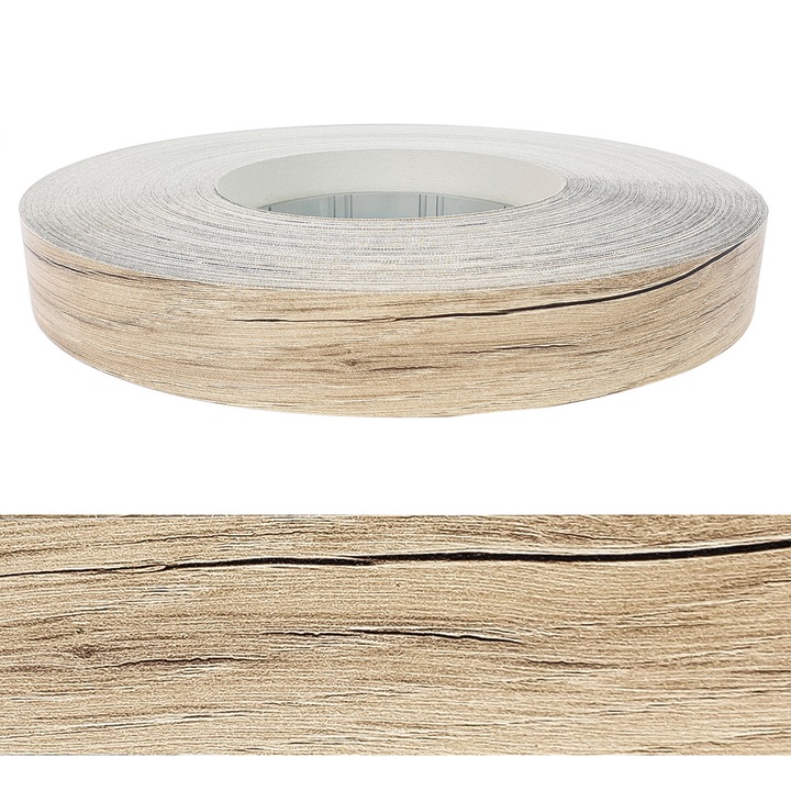 Banda pentru finisarea marginilor meselor, 4 x 500 cm, DecoMeister®, Model Stejar natural mare, OM292-004-0500S