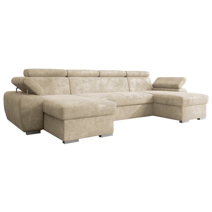 Coltar living modern Herekos U, MIRJAN 24, bej deschis, 170x323x85 cm