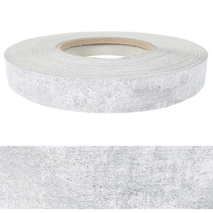 Banda pentru mobilier cu adeziv termoactiv, 4 x 1000 cm, DecoMeister®, Model Beton gri, OM302-004-1000S