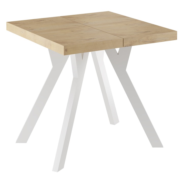 Разтегателна маса Meble Balut, 90x90/190 см, ПДЧ, бяло бежово