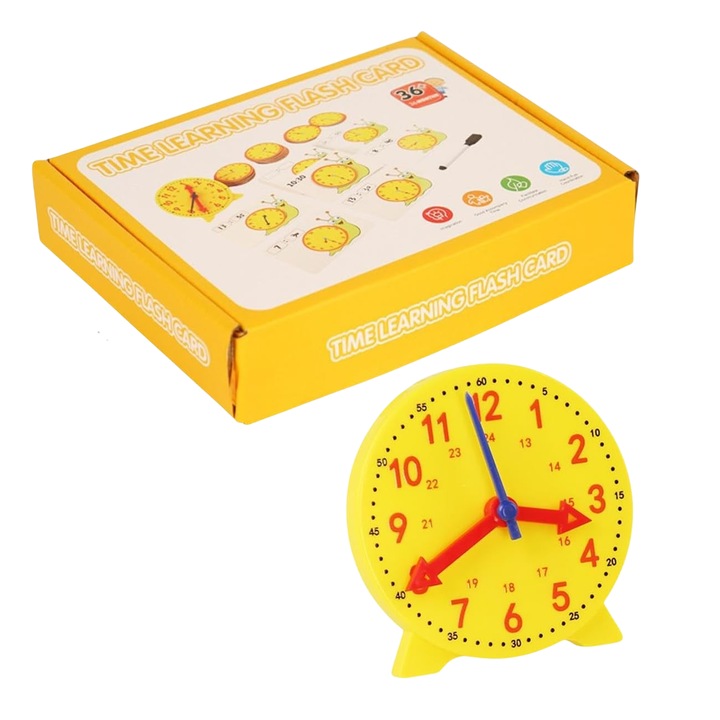 Joc educativ de invatarea citirii ceasului analog, 72 piese