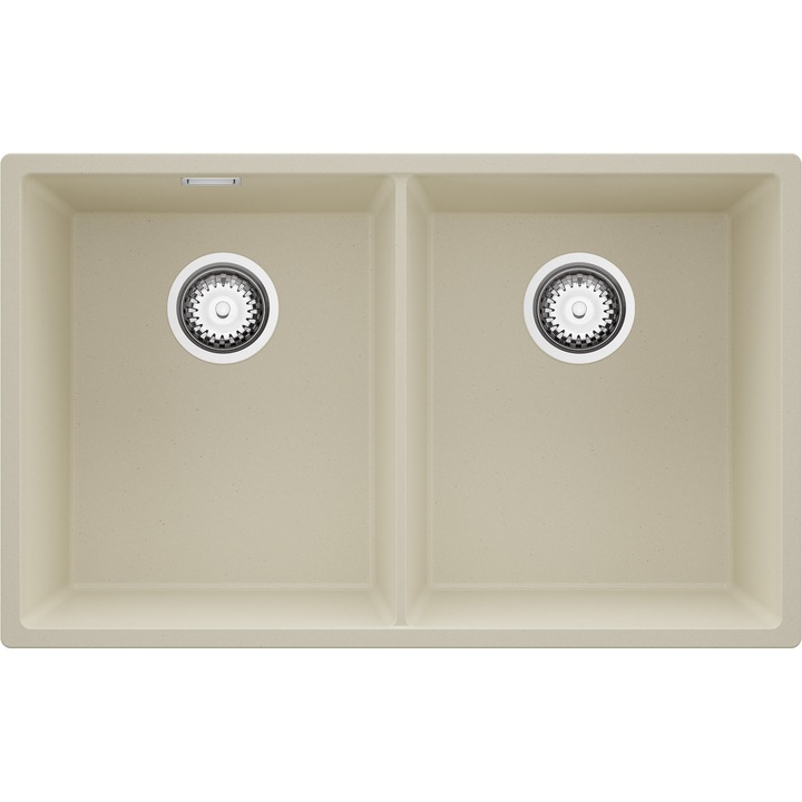 Chiuveta sub blat 76x47cm, Chiuveta 2 Cuve + Sifon, Pentru dulap de 80cm, Londra PRIMAGRAN, Bej S510