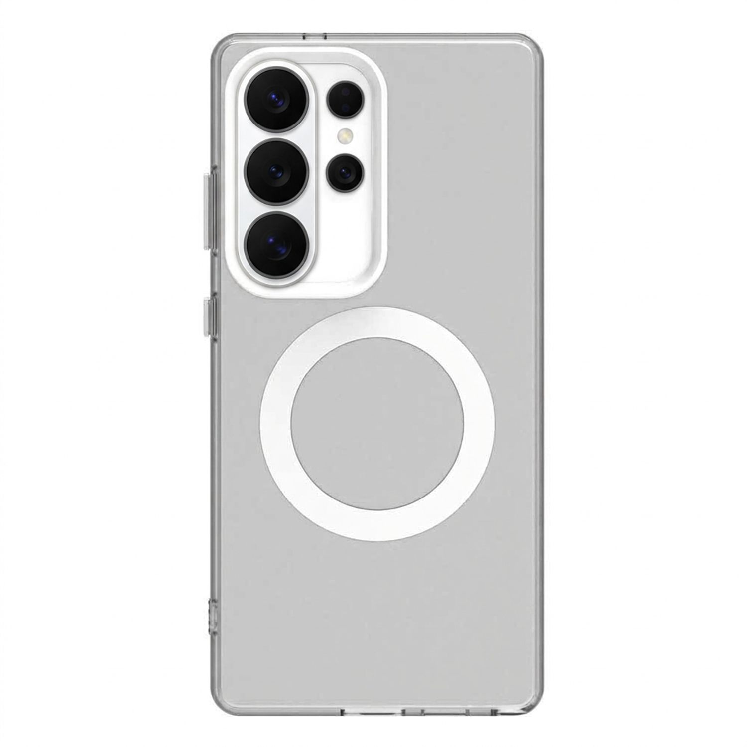 Husa pentru Samsung Galaxy S26 Ultra, MagSafe, Silicon Catifelat, Anti-Soc, Protectie Obiectiv, Culoare Durabila, Alb Transparent