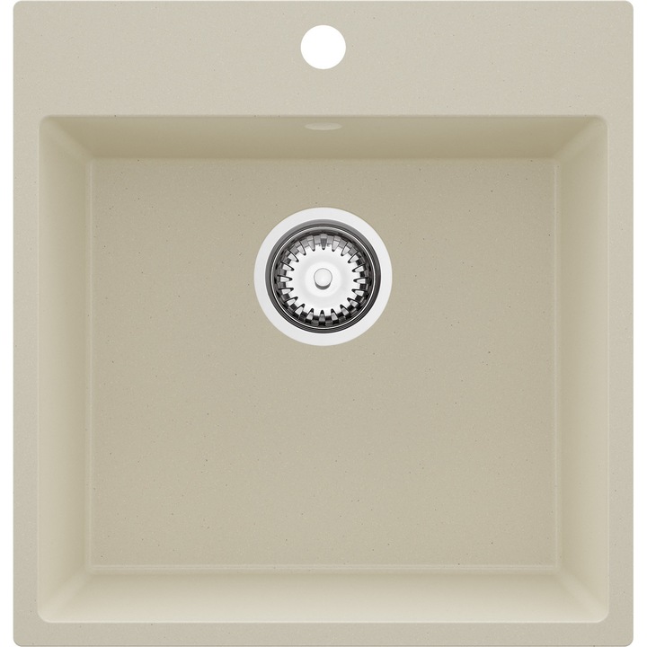 Chiuvetă granit PrimaGran Riga 50 XL, 1 cuvă, bej, 48x50cm
