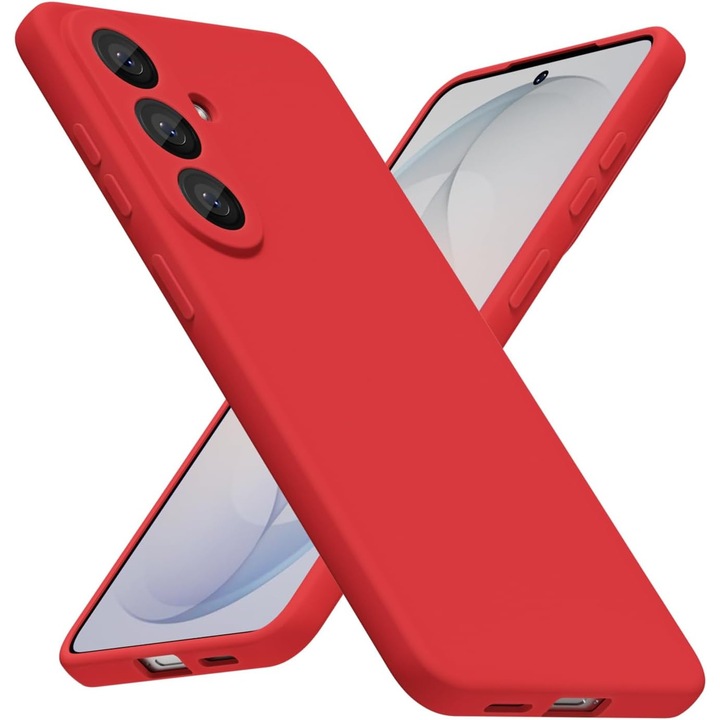 Husa pentru Samsung Galaxy S26 Plus, Joyshell, Silicon Catifelat, Interior Microfibra, Ultra Slim, Antisoc, Protectie Premium, Rosu