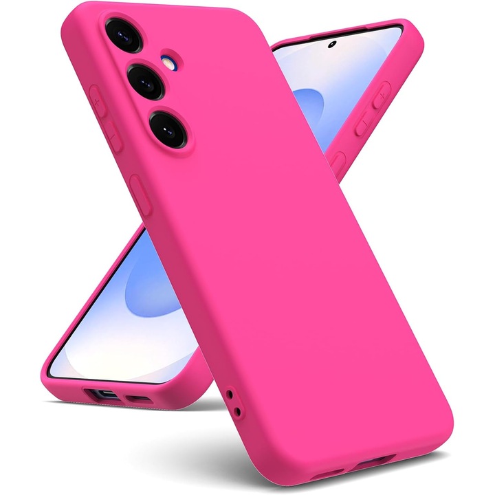 Husa pentru Samsung Galaxy S26, Joyshell, Silicon Catifelat, Interior Microfibra, Ultra Slim, Antisoc, Protectie Premium, Roz Neon