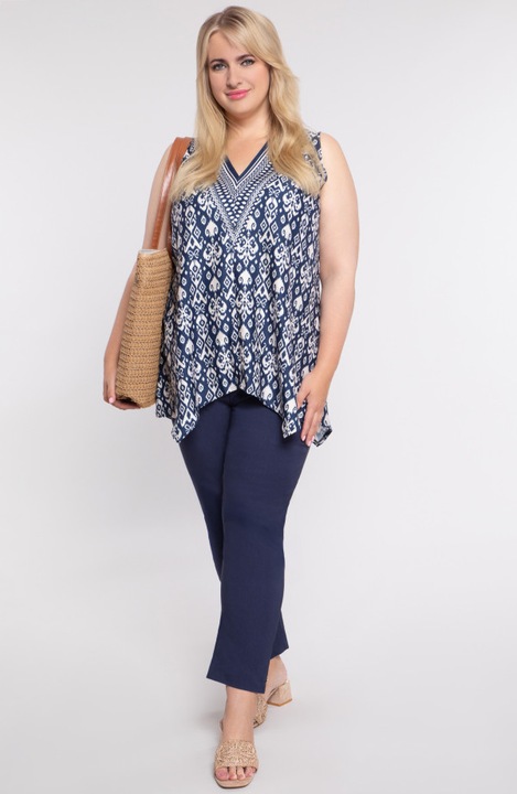 Tunica bleumarin cu model bej