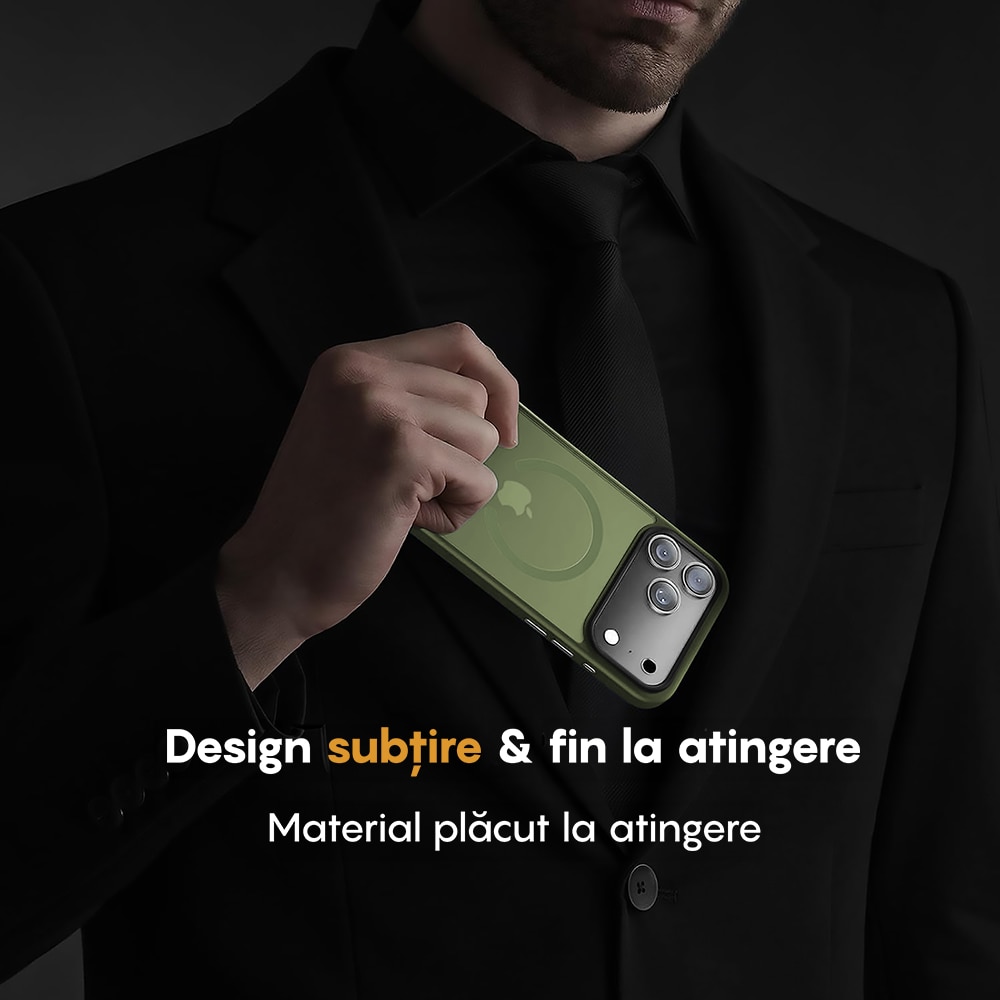 Husa compatibila cu Incarcare Magsafe pentru Apple iPhone 17 Pro Max, CASEY STUDIOS™, de Protectie, Slim, pentru Incarcare Wireless, Margini Ridicate pentru Protectia Ecranului si a Camerelor, Verde Deschis