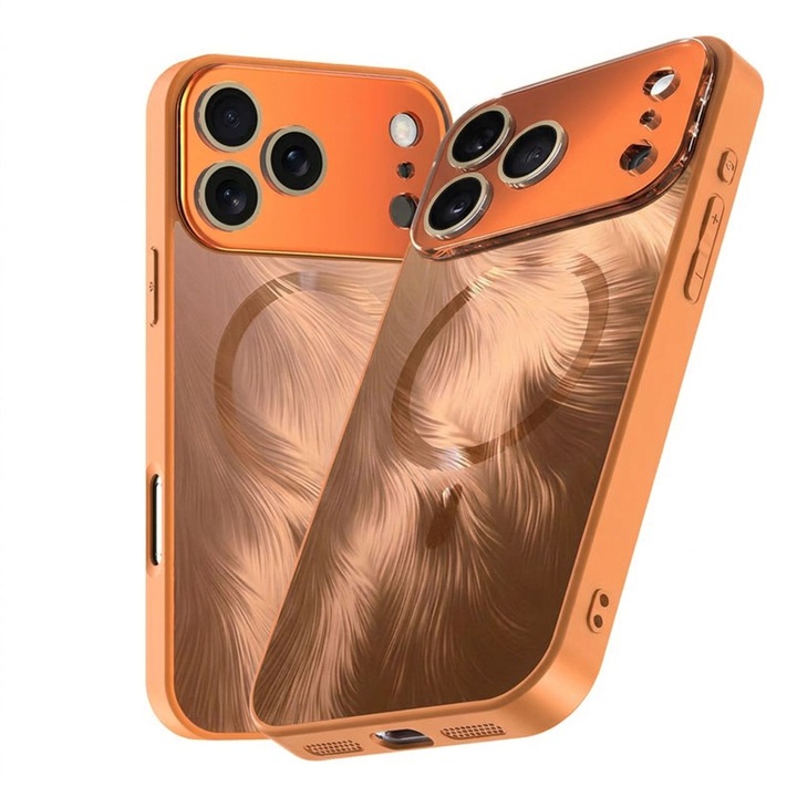 Husa pentru iPhone 17 pro Max, MagSafe, Reflexii 3D Vibrante, Rezistenta la Uzura, Protectie Obiectiv, Portocaliu