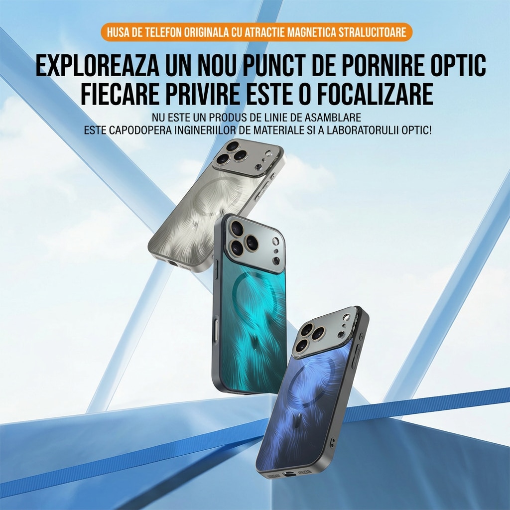 Husa pentru iPhone 17 Pro Max, MagSafe, Finisaj Lucios 3D Radiant, Protectie Camera, Colturi Anti-Soc, Turcoaz