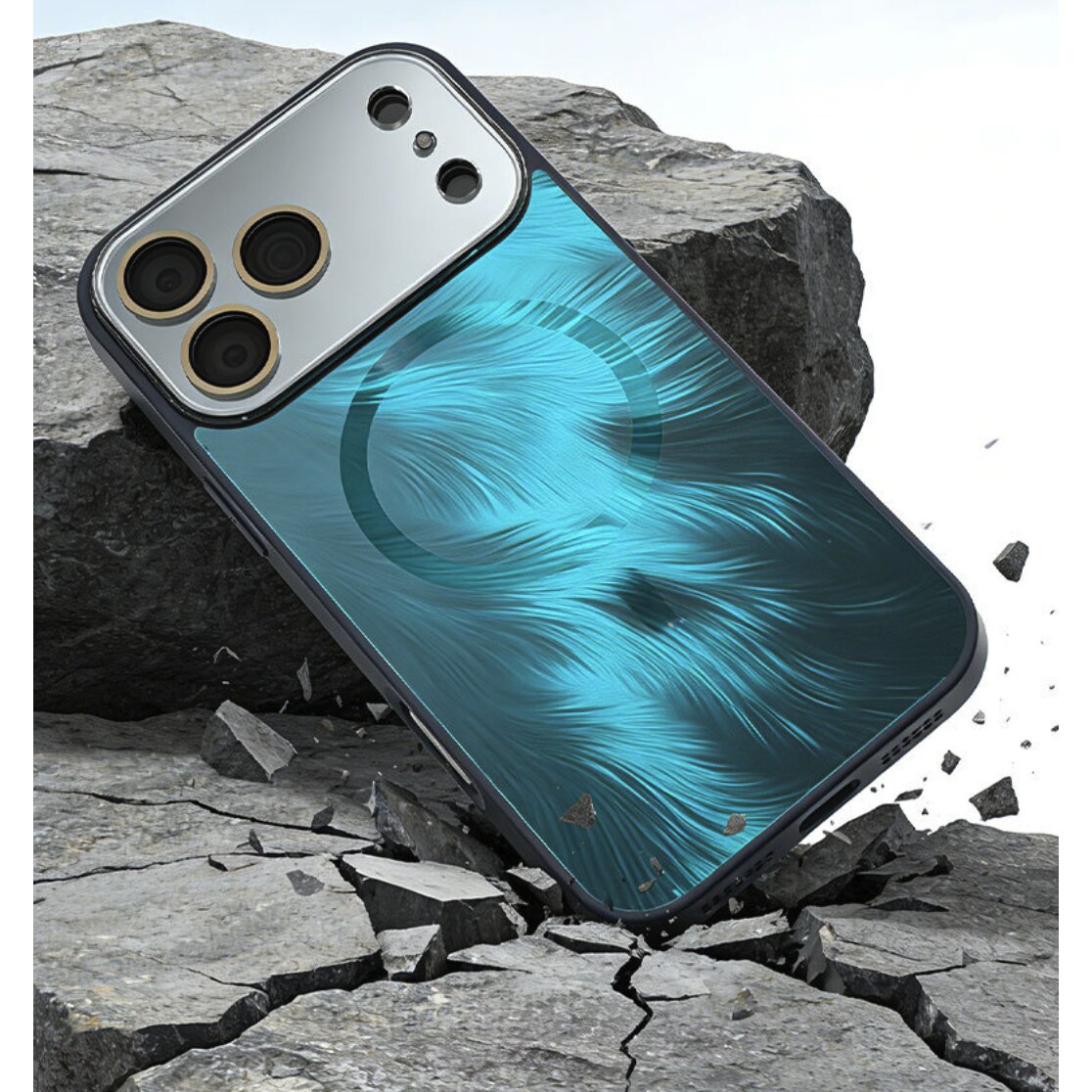 Husa pentru iPhone 17 Pro Max, MagSafe, Finisaj Lucios 3D Radiant, Protectie Camera, Colturi Anti-Soc, Turcoaz