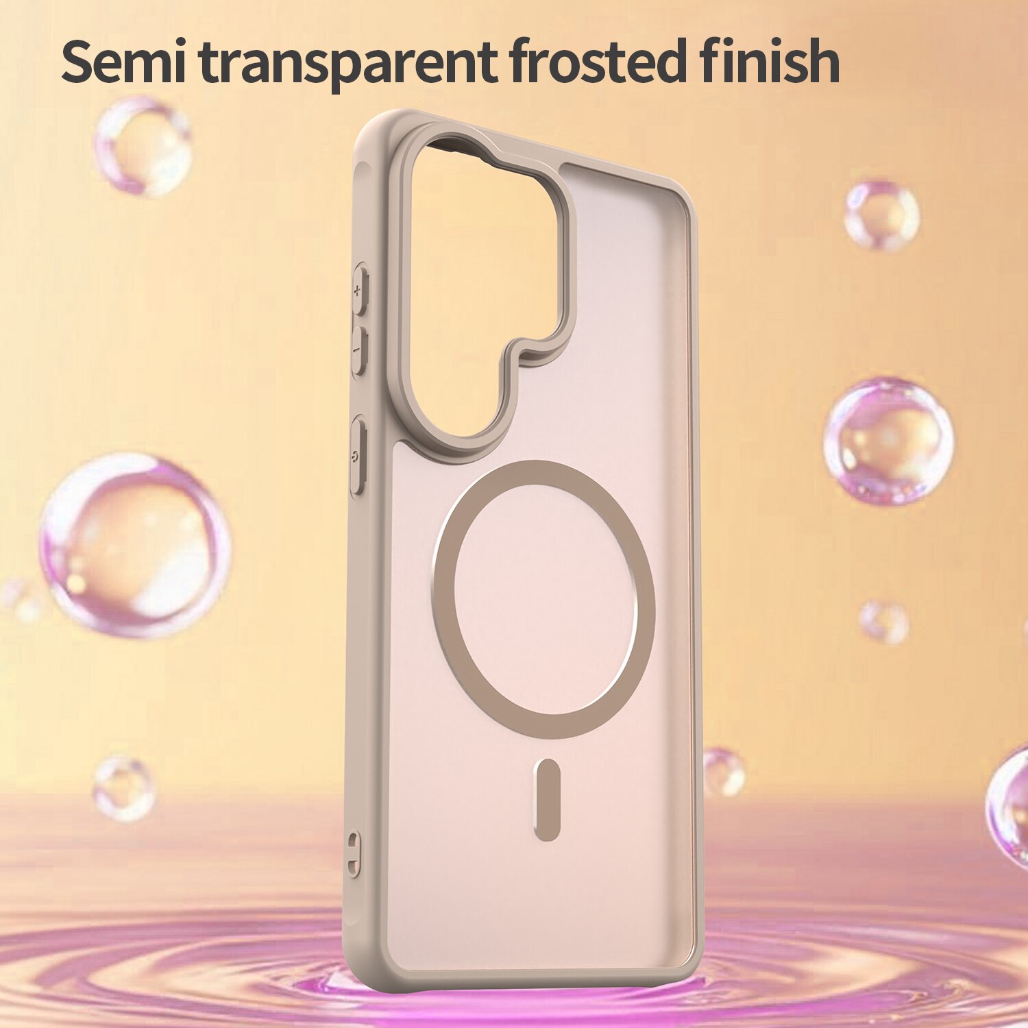 Husa Matte MagSafe pentru Samsung Galaxy S26 Ultra, protectie completa, contur Bej