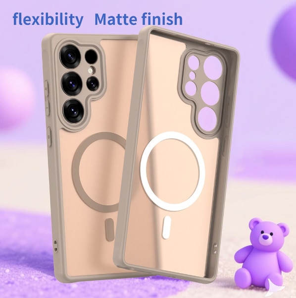 Husa Matte MagSafe pentru Samsung Galaxy S25 Ultra, protectie completa, contur Bej