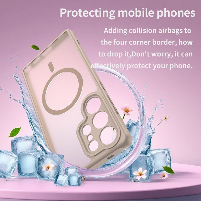 Husa Matte MagSafe pentru Samsung Galaxy S25 Ultra, protectie completa, contur Bej