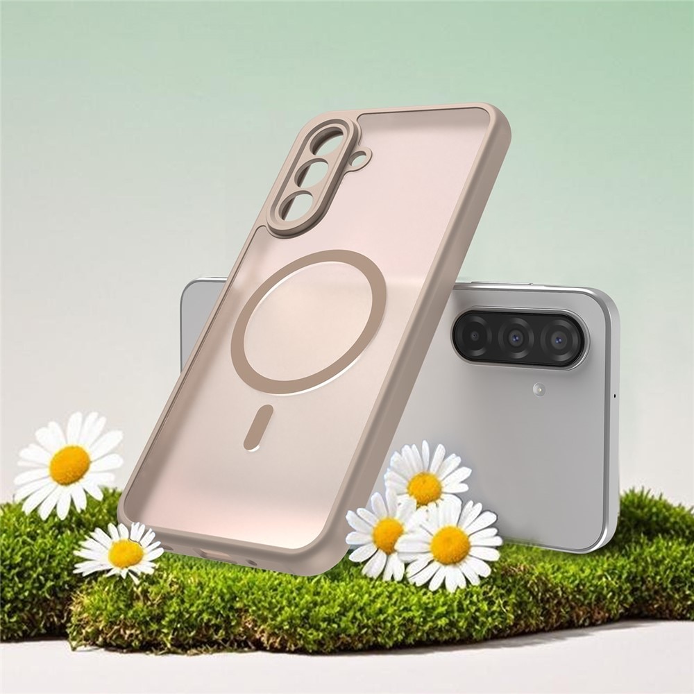 Husa Matte MagSafe compatibila cu Samsung Galaxy S25 Fe, protectie completa, contur Bej